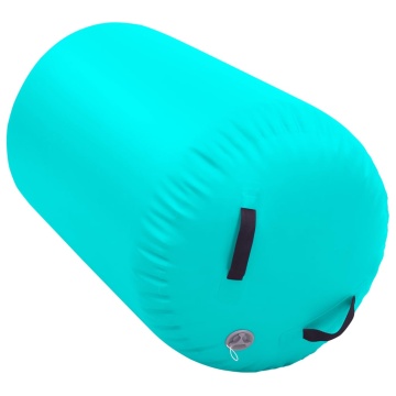 Rulou de gimnastică gonflabil cu pompă, verde, 100 x 60 cm, PVC - Img 4