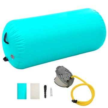 Rulou de gimnastică gonflabil cu pompă, verde, 120 x 75 cm, PVC - Img 1