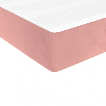 Saltea de pat cu arcuri, roz, 140x190x20 cm, catifea - Img 7