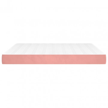 Saltea de pat cu arcuri, roz, 180x200x20 cm, catifea - Img 4