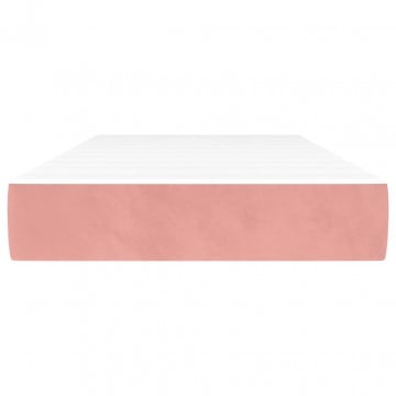 Saltea de pat cu arcuri, roz, 90x200x20 cm, catifea - Img 3