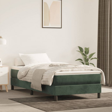 Saltea de pat cu arcuri, verde închis, 100x200x20 cm, catifea - Img 1