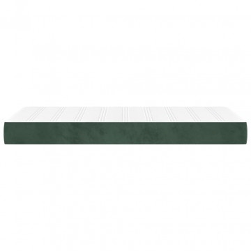 Saltea de pat cu arcuri, verde închis, 100x200x20 cm, catifea - Img 4