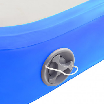 Saltea gimnastică gonflabilă cu pompă albastru 200x200x10cm PVC - Img 6