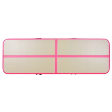 Saltea gimnastică gonflabilă cu pompă roz 300x100x10cm PVC - Img 12