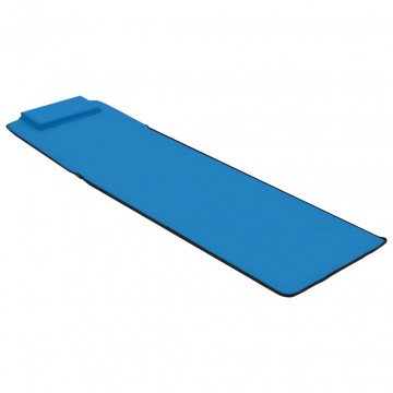 Saltele plajă pliabile 2 buc, albastru, oțel și material textil - Img 5