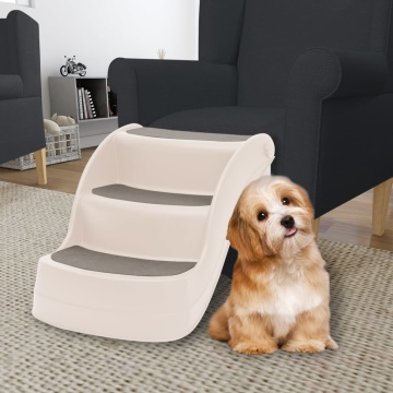 Scări pliabile pentru câini în 3 trepte crem 50x38x38cm plastic - Img 1