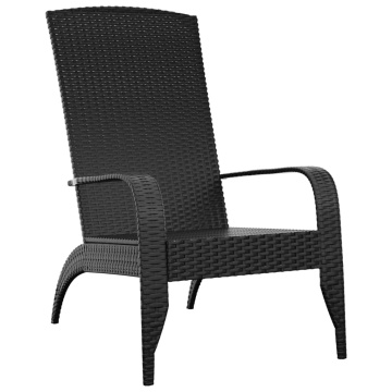 Scaun Adirondack de grădină, negru, poliratan - Img 2