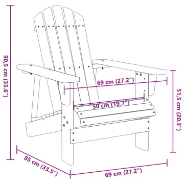 Scaun Adirondack, gri, 69x85x90,5 cm, lemn masiv de brad - Img 7