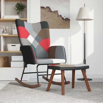 Scaun balansoar cu taburet, material textil, petice - Img 2