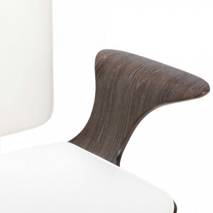 Scaun de birou rotativ, alb, piele ecologică și lemn curbat - Img 5