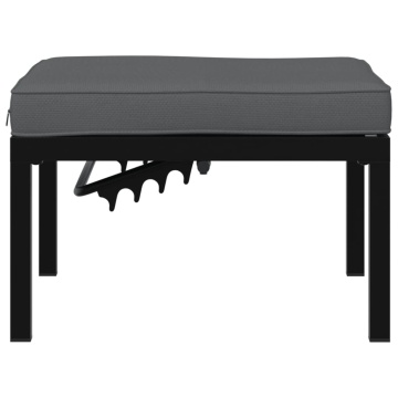 Scaun de grădină cu pernă, negru, aluminiu - Img 3