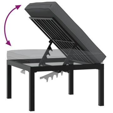 Scaun de grădină cu pernă, negru, aluminiu - Img 5