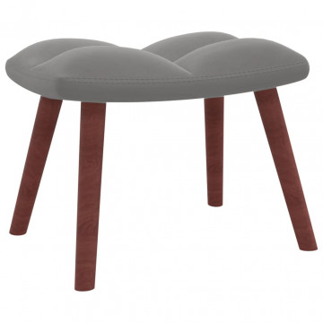 Scaun de relaxare cu taburet, gri deschis, catifea - Img 5