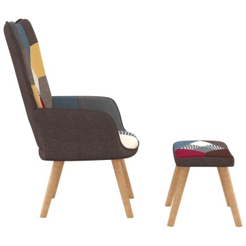 Scaun de relaxare cu taburet, textil, petice - Img 4