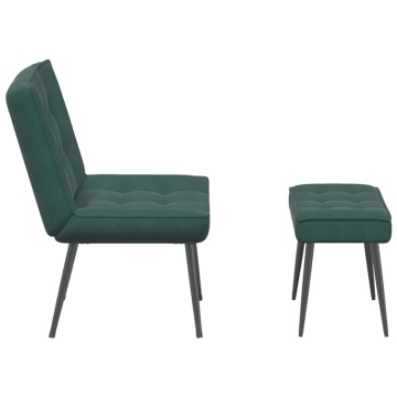 Scaun de relaxare cu taburet, verde închis, catifea - Img 6