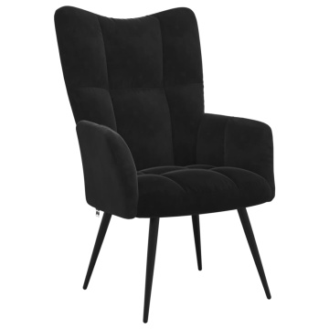 Scaun de relaxare, negru, catifea - Img 1