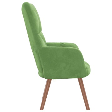 Scaun de relaxare, verde deschis, catifea - Img 4