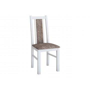 Scaun din lemn masiv de fag tapitat cu stofa s-38 boss14 25b, alb - Img 2