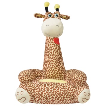 Scaun din pluș pentru copii cu model girafă, maro - Img 2