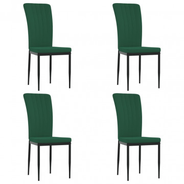 Scaune de bucătărie, 4 buc., verde închis, catifea - Img 2