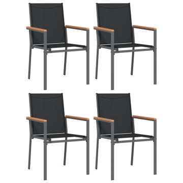 Scaune de grădină, 4 buc., negru, 55x61,5x90 cm, textilenă&oțel - Img 2
