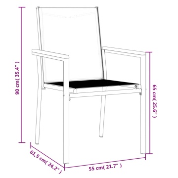 Scaune de grădină, 6 buc., negru, 55x61,5x90 cm, textilenă&oțel - Img 7