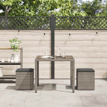 Scaune de grădină cu perne 2 buc Gri 40x40x43 cm Poly Ratan - Img 3
