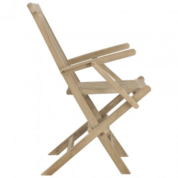 Scaune de grădină pliante 2 buc. gri 56x61x89 cm lemn masiv tec - Img 8