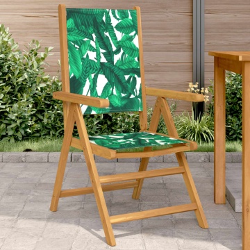 Scaune grădină 2 buc., model frunze, lemn masiv acacia textil - Img 1