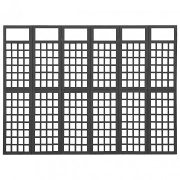 Separator cameră cu 6 panouri negru 242,5x180 cm nuiele lemn brad - Img 3