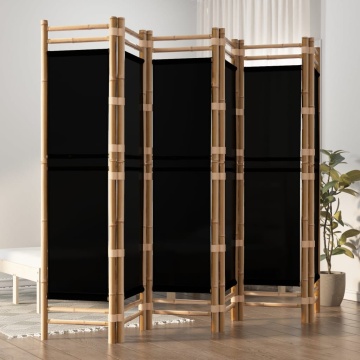 Separator de cameră pliabil cu 6 panouri 240 cm bambus și pânză - Img 1