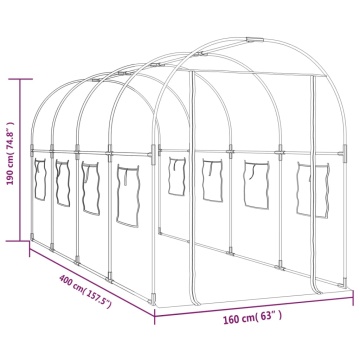 Seră transparentă 160x400x190 cm PVC/oțel vopsit electrostatic - Img 5