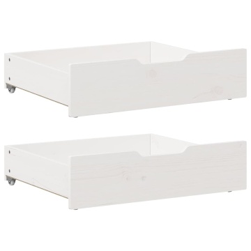 Sertare de pat, 2 buc., 65x55x16 cm, alb, lemn masiv de pin - Img 1