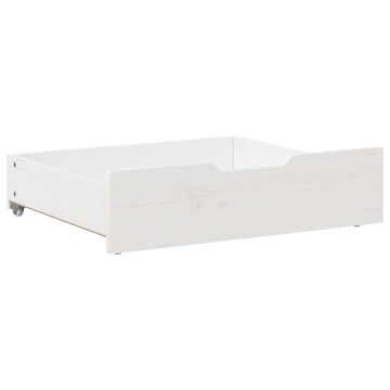 Sertare de pat, 2 buc., 65x55x16 cm, alb, lemn masiv de pin - Img 4