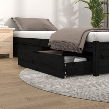 Sertare pentru pat, 4 buc., negru, lemn masiv de pin - Img 1