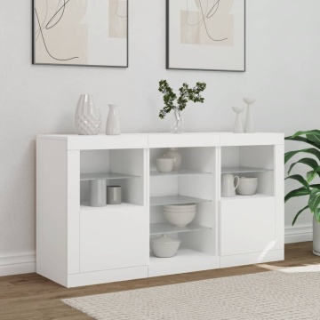 Servantă cu lumini LED, alb, 123x37x67 cm - Img 3
