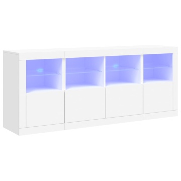 Servantă cu lumini LED, alb, 163x37x67 cm - Img 2