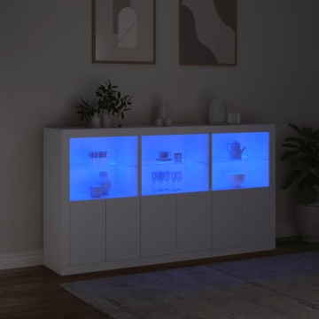 Servantă cu lumini LED, alb, 181,5x37x100 cm - Img 8