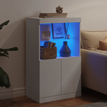 Servantă cu lumini LED, alb, 60,5x37x100 cm - Img 4