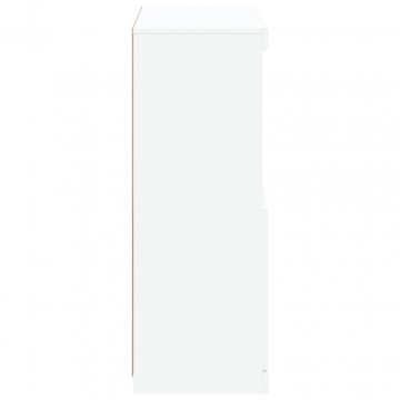 Servantă cu lumini LED, alb, 60,5x37x100 cm - Img 7