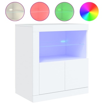 Servantă cu lumini LED, alb, 60,5x37x67 cm - Img 2
