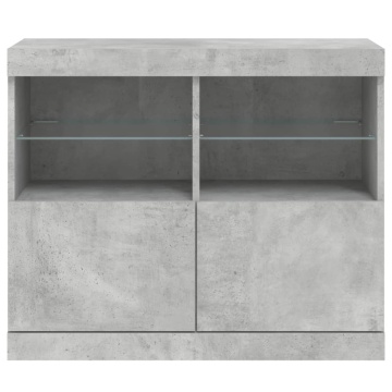 Servantă cu lumini LED, gri beton, 81x37x67 cm - Img 5