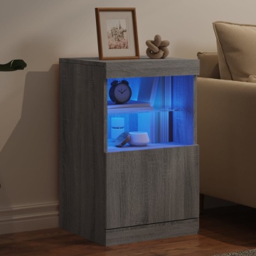Servantă cu lumini LED, gri sonoma, 41x37x67 cm - Img 4