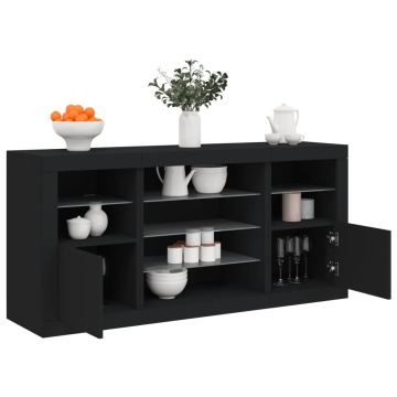 Servantă cu lumini LED, negru, 142,5x37x67 cm - Img 1