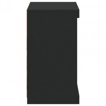 Servantă cu lumini LED, negru, 60,5x37x67 cm - Img 6
