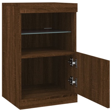 Servantă cu lumini LED, stejar maro, 41x37x67 cm - Img 6
