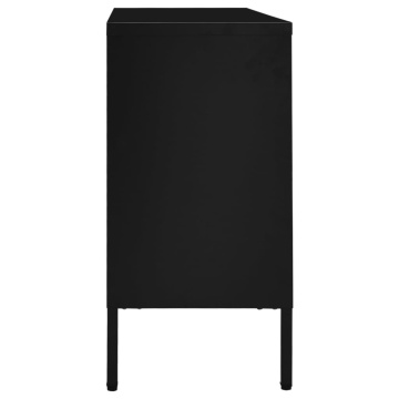 Servantă, negru, 105x35x70 cm, oțel și sticlă securizată - Img 4