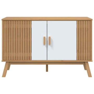 Servantă OLDEN, alb și maro, 114x43x73,5 cm, lemn masiv pin - Img 7