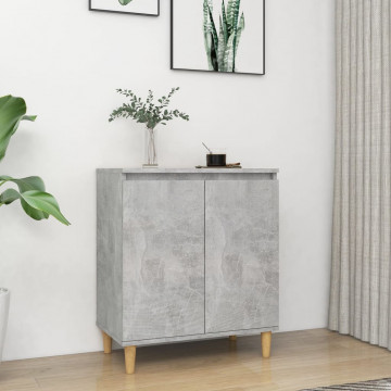 Servantă & picioare lemn masiv, gri beton, 60x35x70 cm, PAL - Img 1